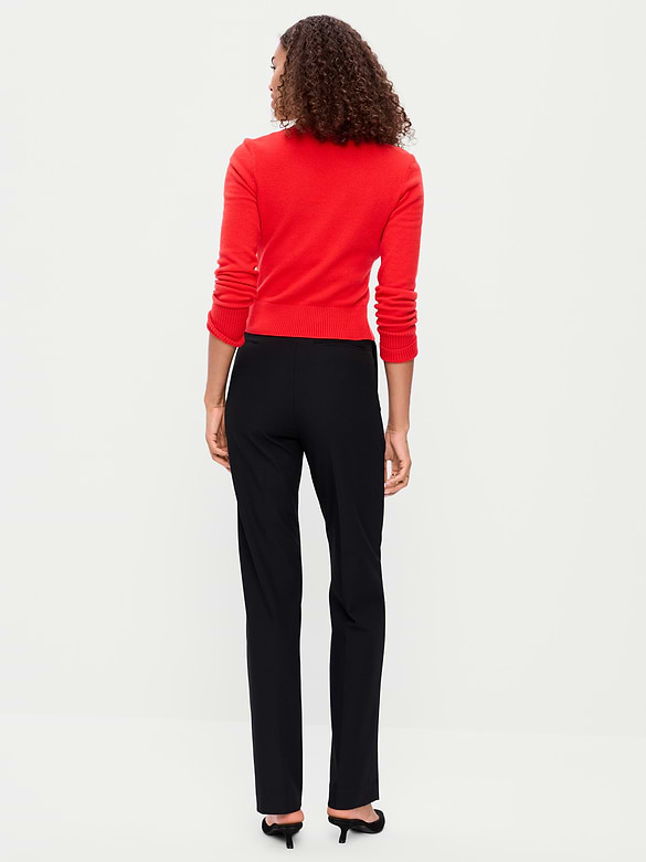 Extra High-Waisted Straight-Leg Twill Pants
