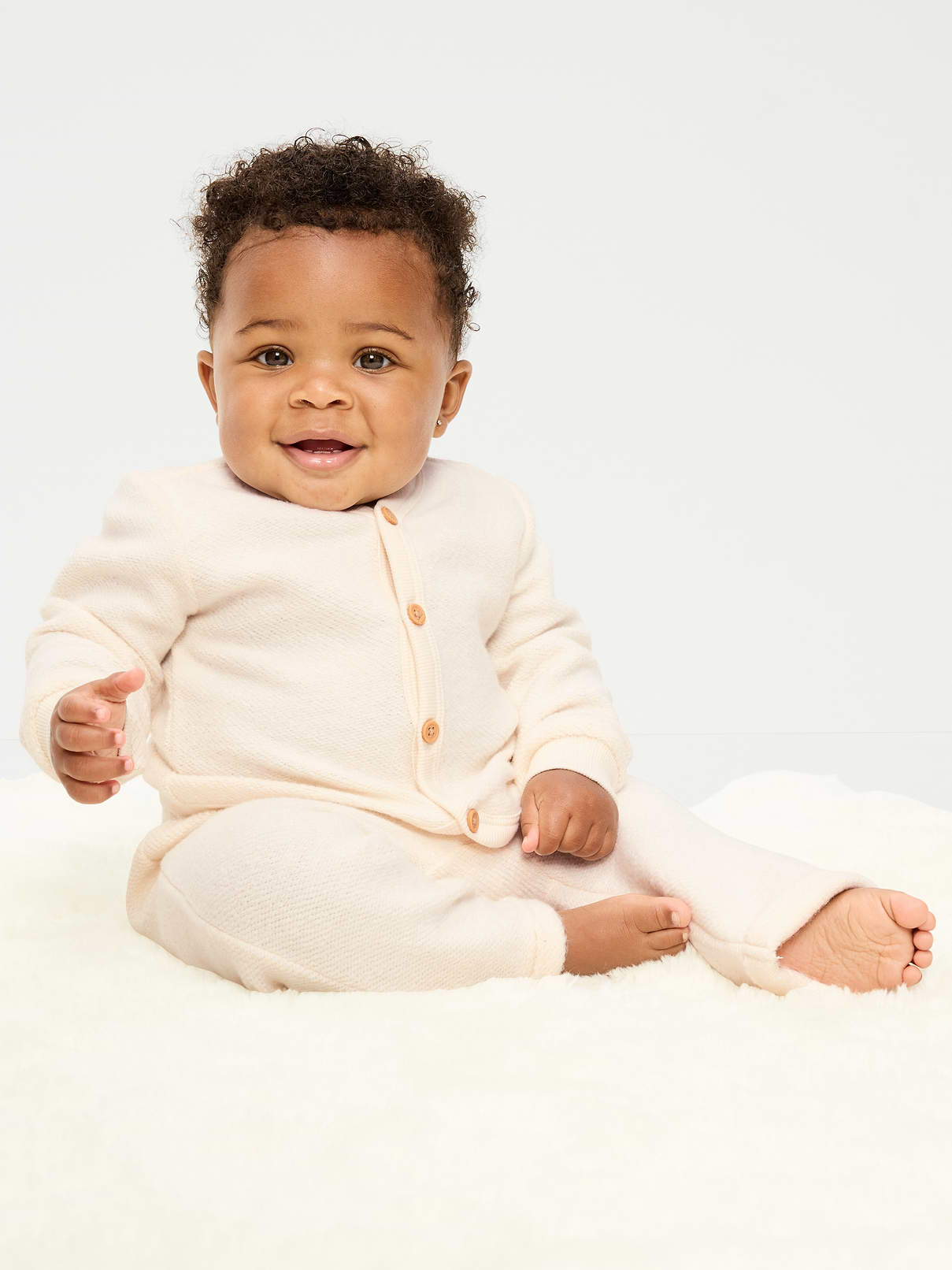 Image number 1 showing, Long-Sleeve Button Front Fleece Top and Pants Set for Baby