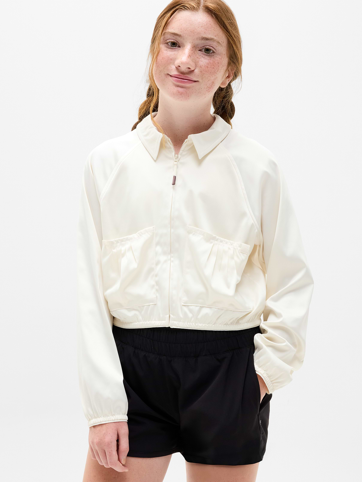 Image number 1 showing, Athleta Girl Pleat Perfect Satin Jacket