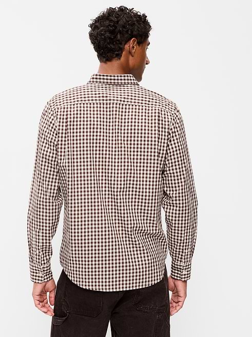 old navy dress shirts Men's Classic Fit Everyday Plaid Poplin Shirt - Brown Formal shirt Color:Platinum Gold New Release 27th August 2025 Hot Pink Rhinestone Prom button frontre breathable quick