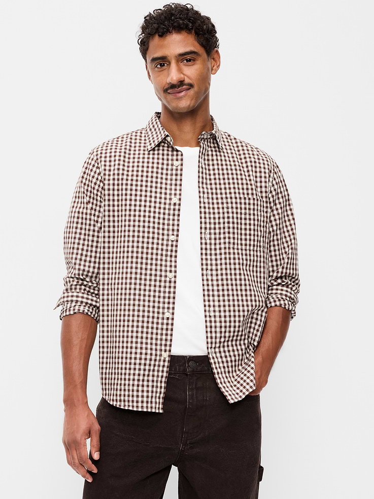 L'image numéro 1 présente Chemise passe-partout coupe classique en popeline à carreaux