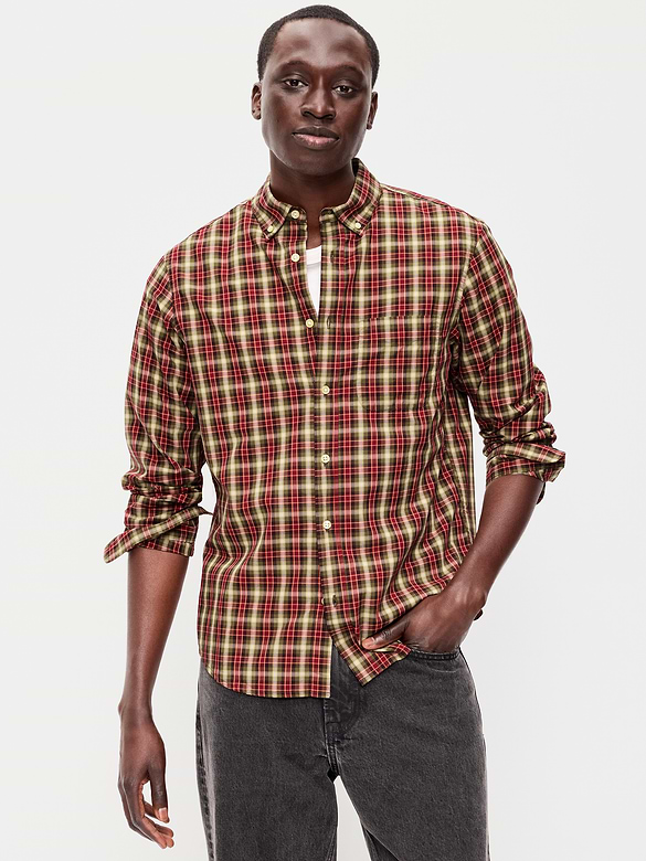 Classic Fit Everyday Plaid Poplin Shirt