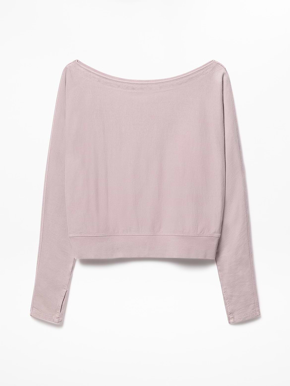Airy Cotton Terry Snow Wash Boat Neck Sweatshirt