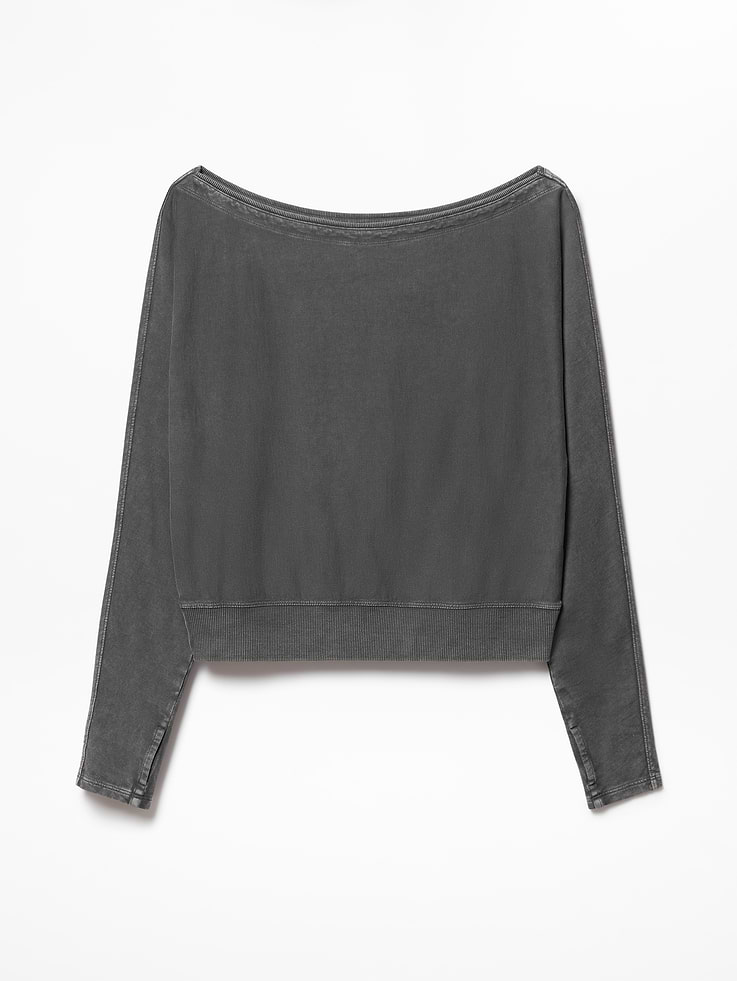 Image number 7 showing, Airy Cotton Terry Snow Wash Boat Neck Sweatshirt