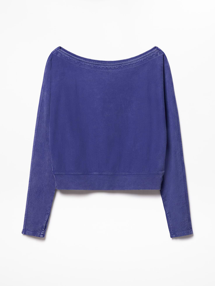 Image number 6 showing, Airy Cotton Terry Snow Wash Boat Neck Sweatshirt