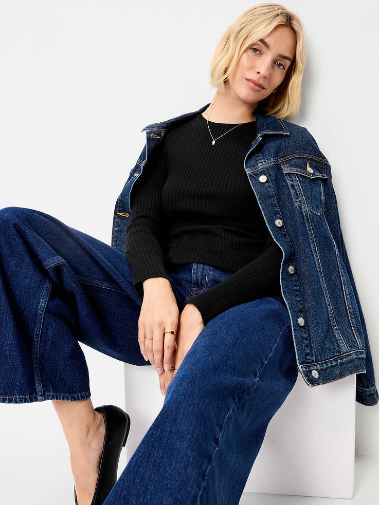 Image number 3 showing, Crew-Neck Long-Sleeve Ribbed Top