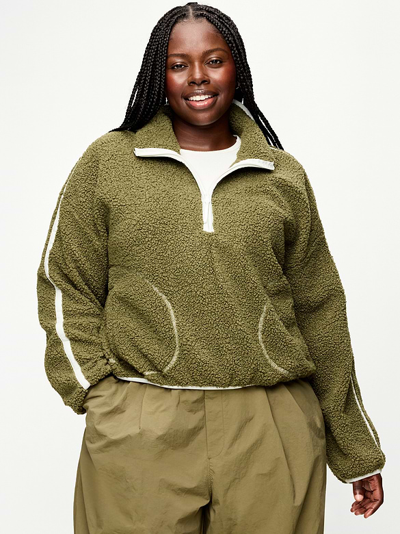 Loose Sherpa Quarter-Zip Pullover