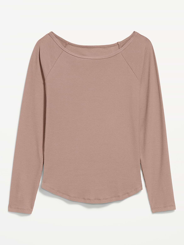 CloudLite Ribbed Long-Sleeve Boatneck Top