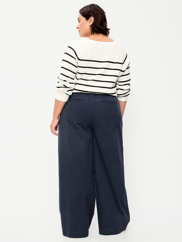 Mid-Rise Pleated Wide-Leg Pants