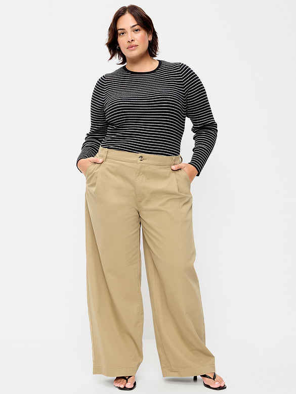 Mid-Rise Pleated Wide-Leg Pants