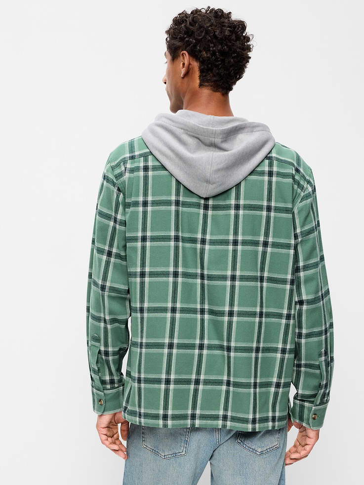 Image number 2 showing, Long-Sleeve Flannel Hooded Shirt