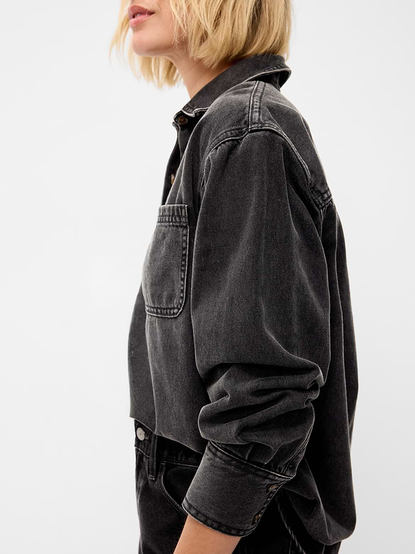 Oversized Boyfriend Button-Down Jean Shirt