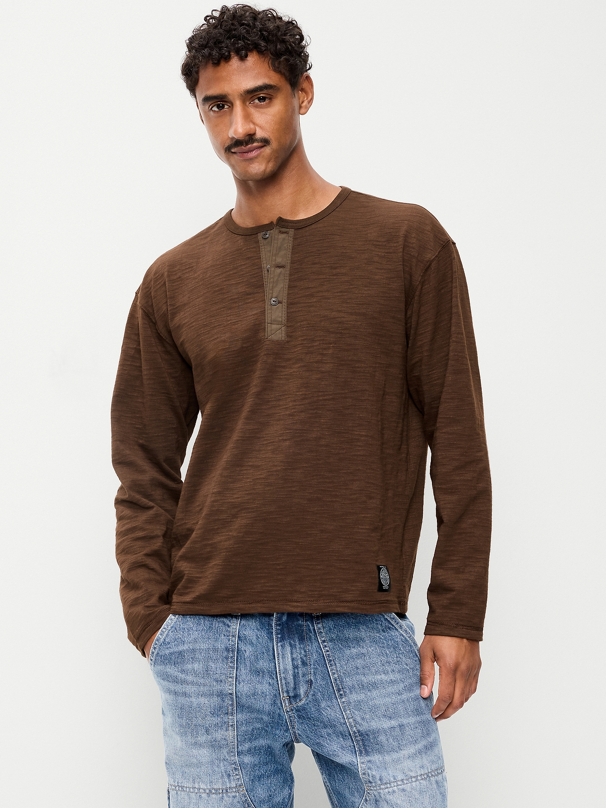 Long-Sleeve Slub-Knit Henley T-Shirt | Old Navy