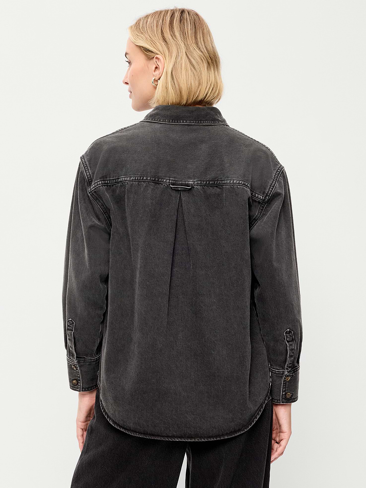 L'image numéro 2 présente Chemisier boyfriend surdimensionné en denim