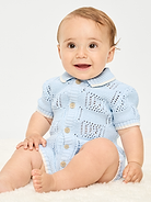 Image number 1 showing, Short-Sleeve Sweater-Knit One-Piece Romper for Baby