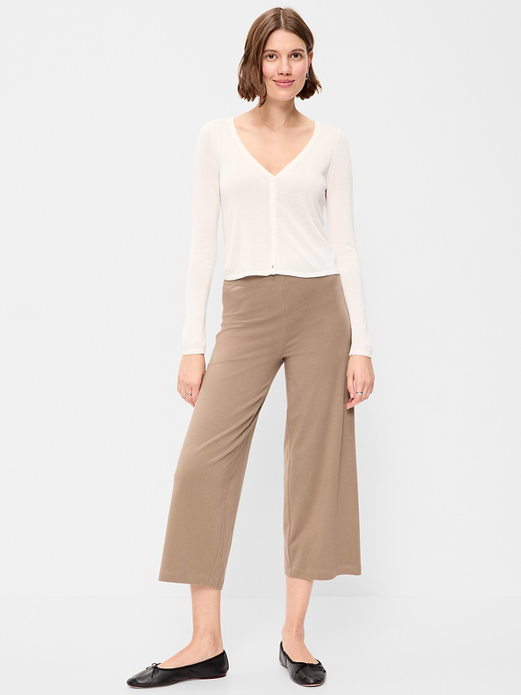 High-Waisted Fashion Wide-Leg Cropped Leggings