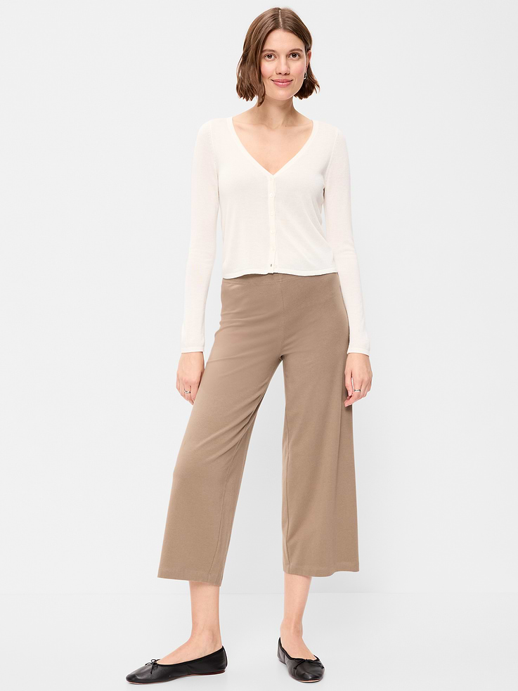 Image number 1 showing, High-Waisted Fashion Wide-Leg Cropped Leggings
