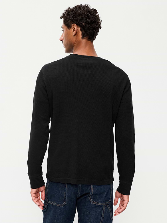 Long-Sleeve Waffle Henley T-Shirt