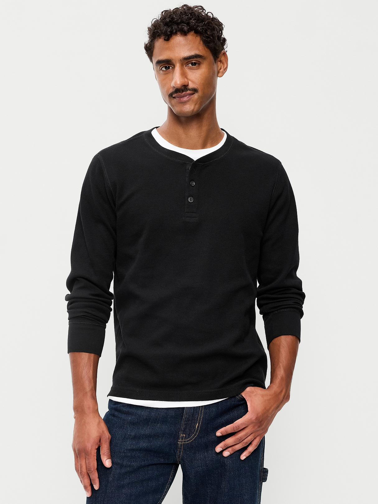 Long-Sleeve Waffle Henley T-Shirt | Old Navy