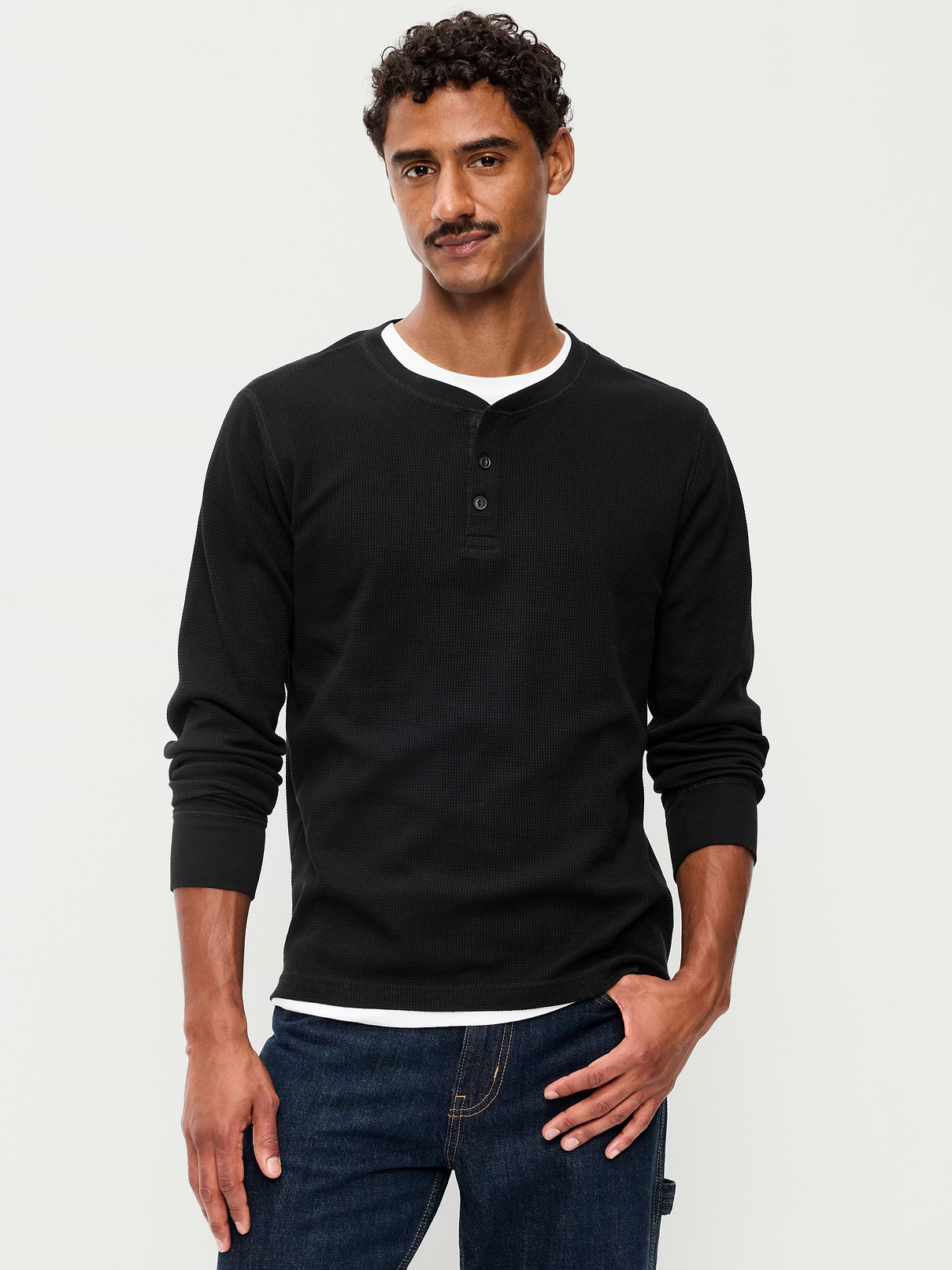 Image number 1 showing, Long-Sleeve Waffle Henley T-Shirt