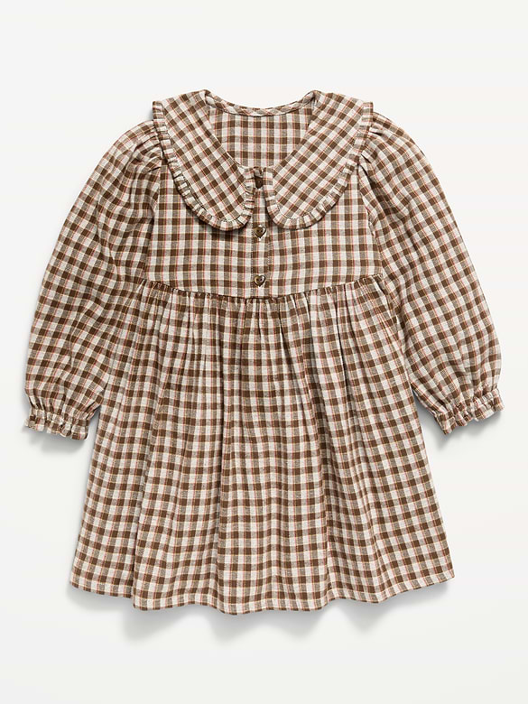 Long-Sleeve Flannel Dress for Toddler Girls