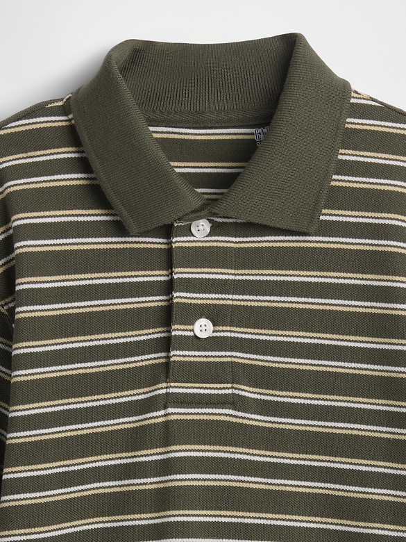 Kids Stripe Pique Polo Shirt