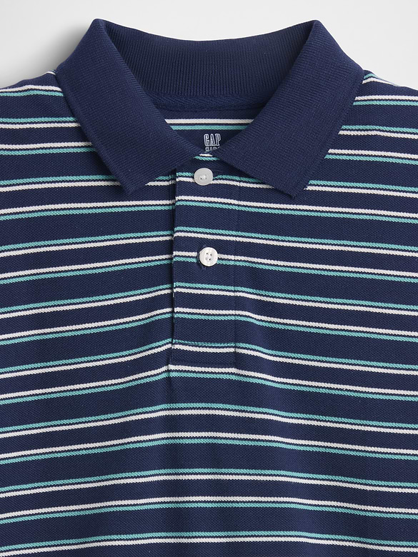 Kids Stripe Pique Polo Shirt