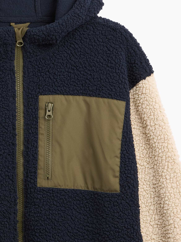 Kids Relaxed Colorblock Sherpa Hoodie