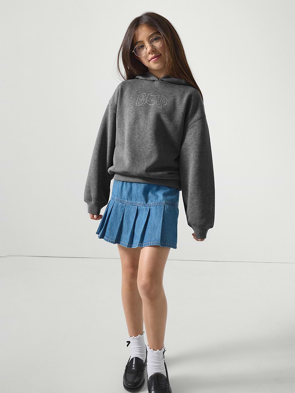 Kids Pull-On Pleated Denim Skirt