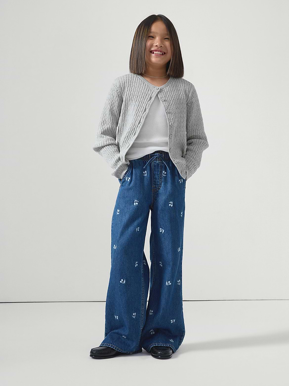 Kids Pull-On Wide Leg Jeans