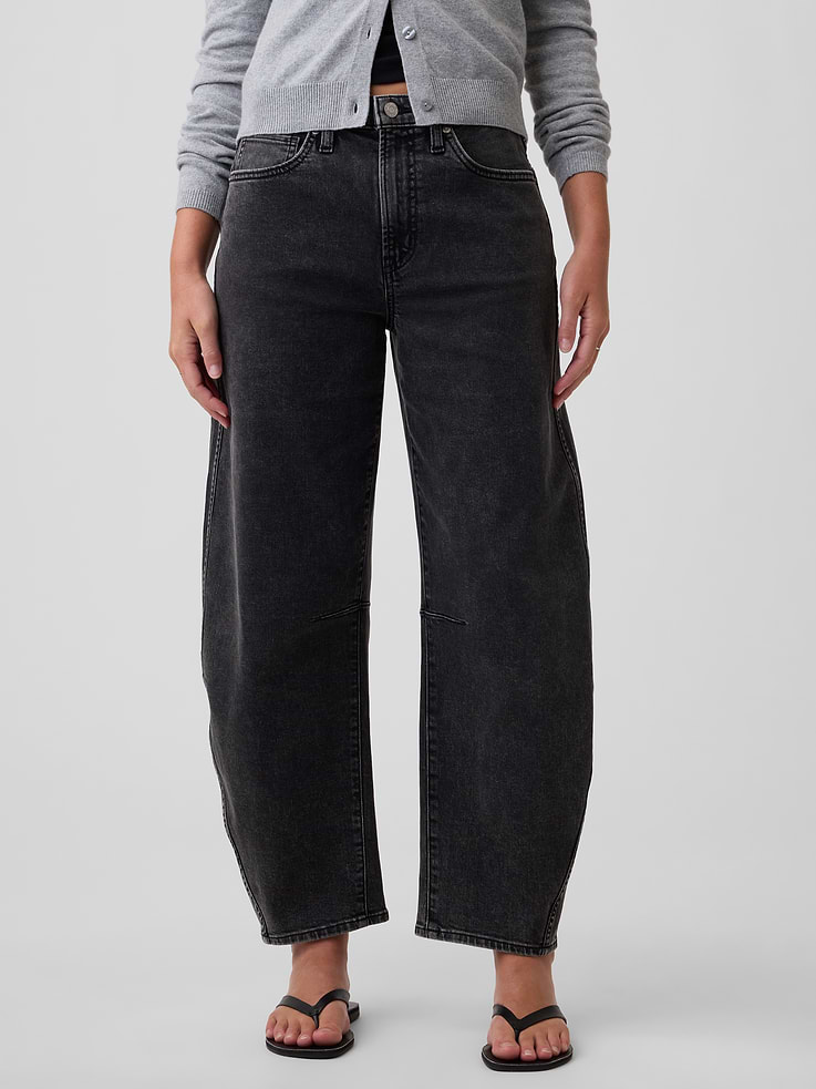 Image number 2 showing, High Rise Barrel Jeans
