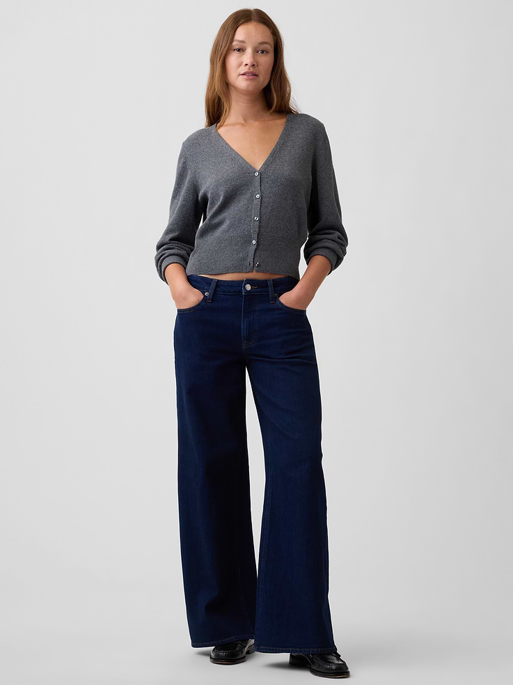 Image 3 of 5, CashSoft Cropped V-Neck Cardigan