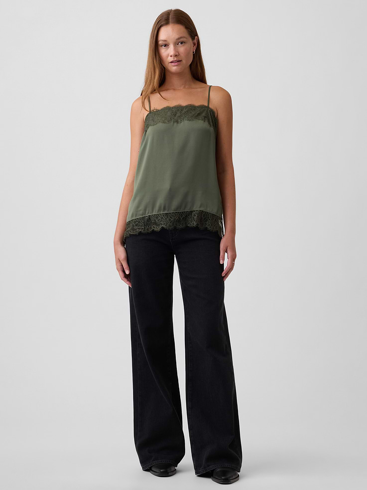 Image 3 of 5, Satin Lace-Trim Cami