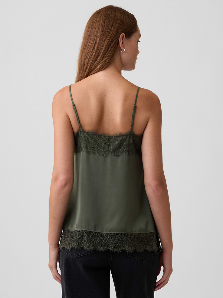 Image 2 of 5, Satin Lace-Trim Cami