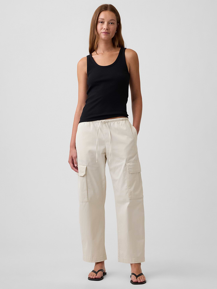 Image number 1 showing, Mid Rise Pull-On Barrel Khakis