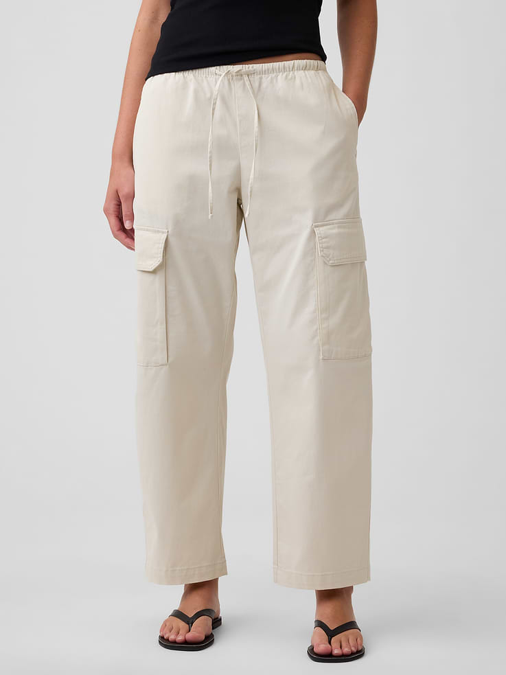 Image number 2 showing, Mid Rise Pull-On Barrel Khakis