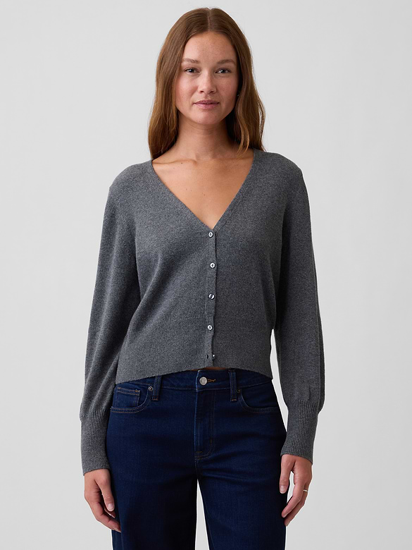 CashSoft Cropped V-Neck Cardigan