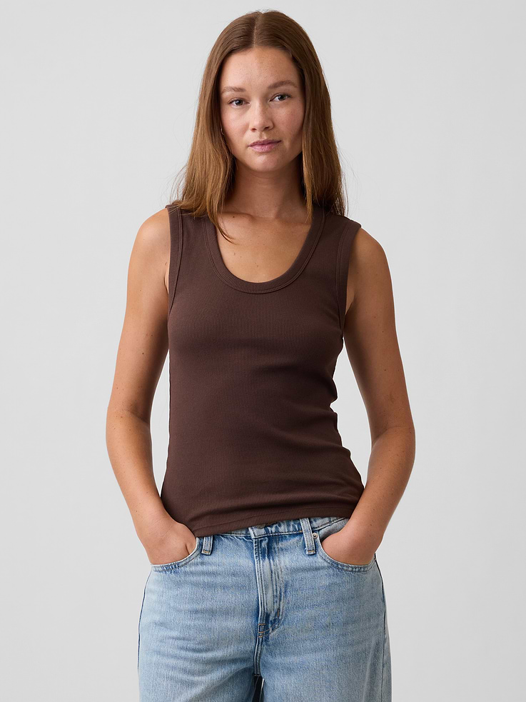Image number 1 showing, Ribbed Scoopneck Tank Top