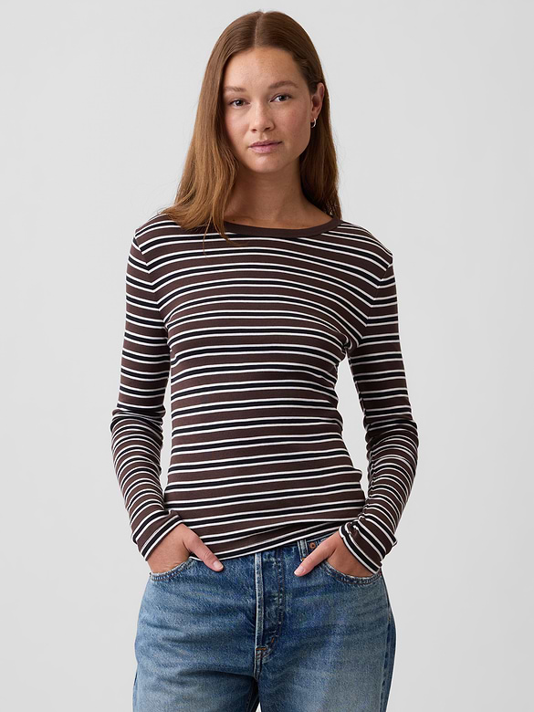 Modern Ribbed Crewneck T-Shirt
