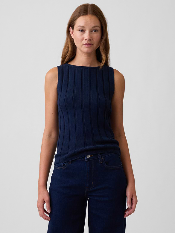 Ribbed Boatneck Sweater Top