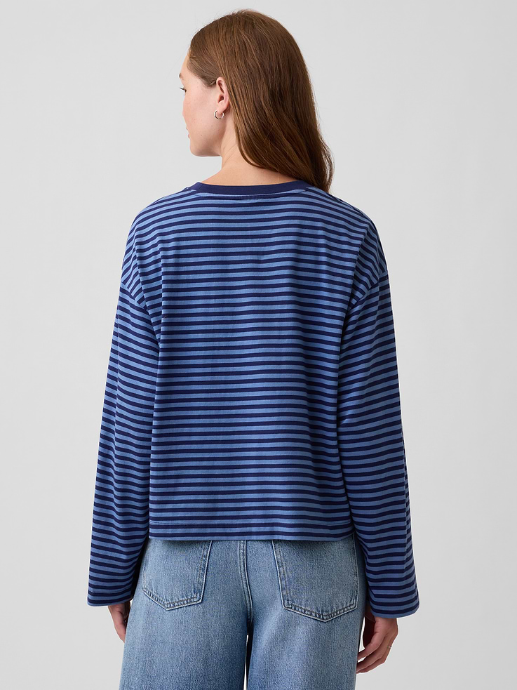 Image 2 of 5, Oversized Boxy Stripe Crewneck T-Shirt