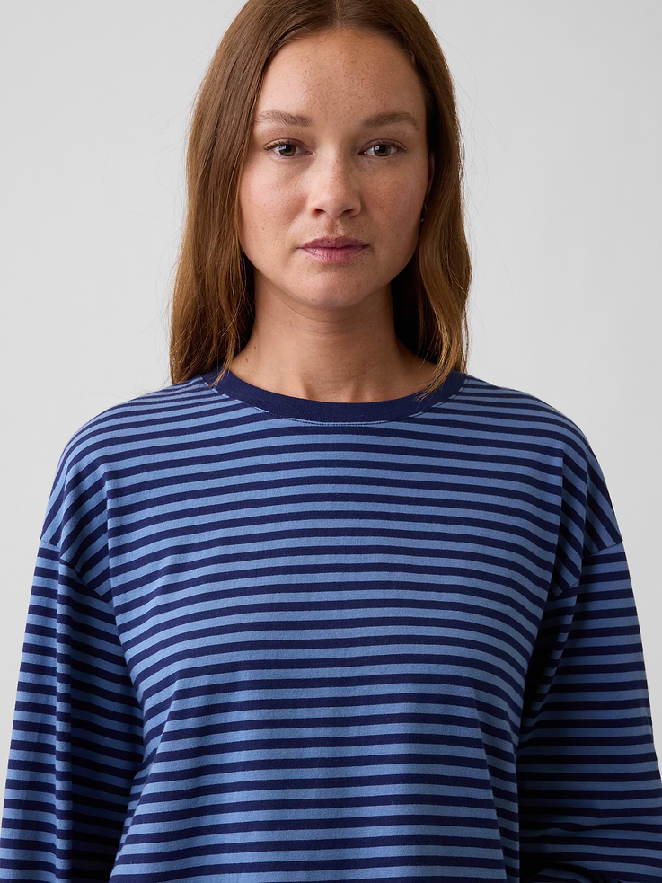 Image 4 of 5, Oversized Boxy Stripe Crewneck T-Shirt