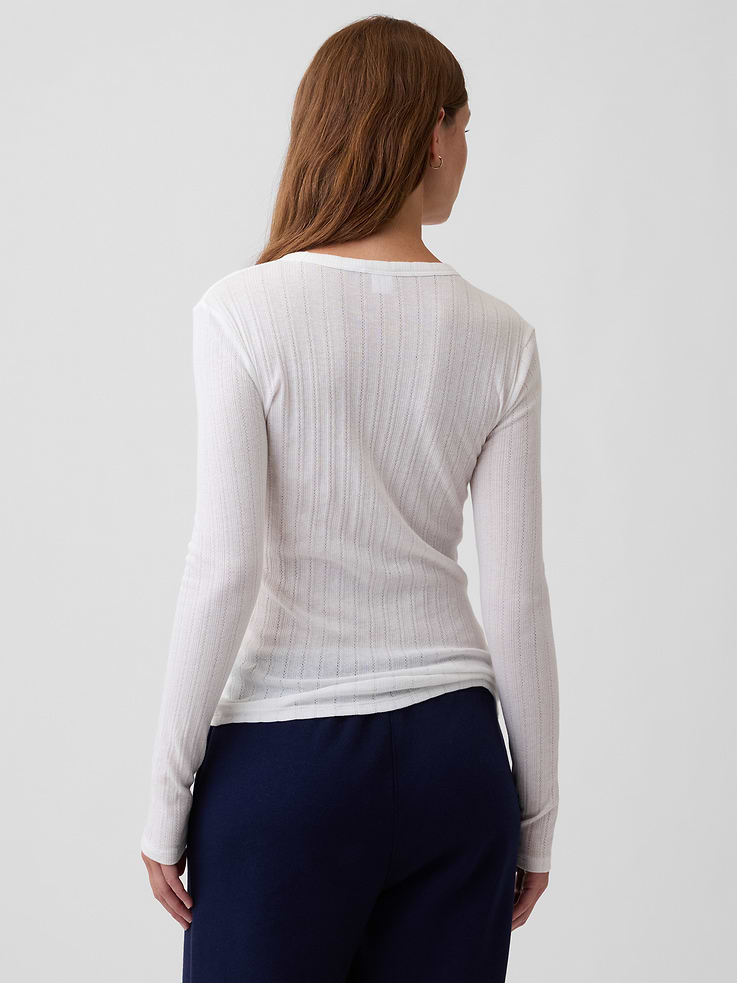 Image number 2 showing, Essential Ribbed Pointelle T-Shirt