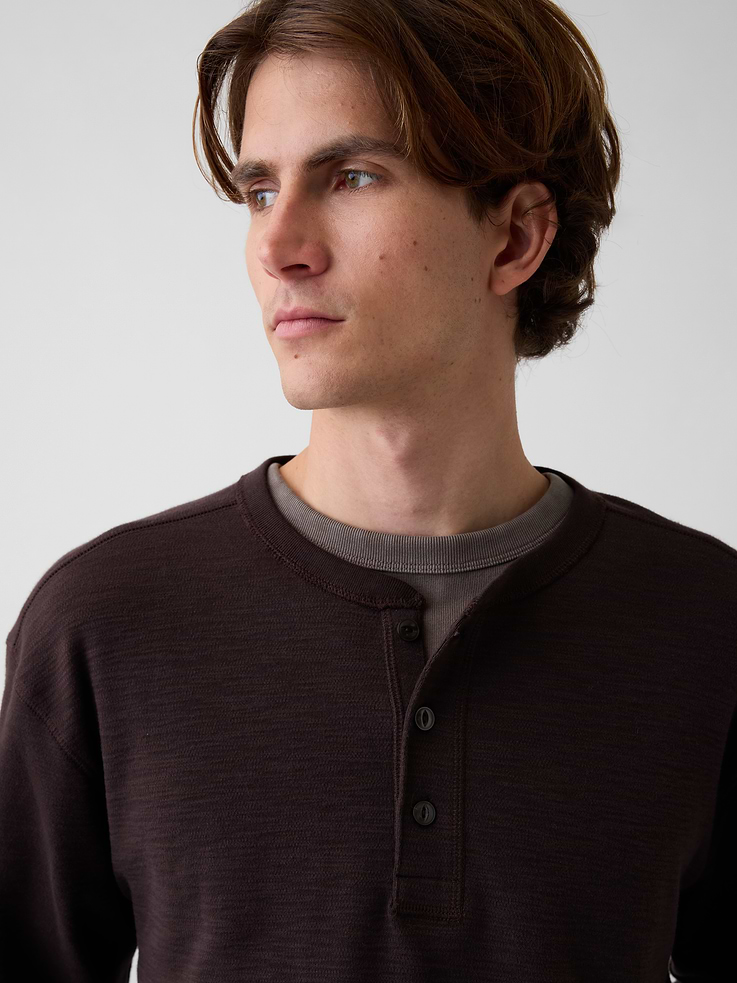 Image 4 of 5, Relaxed Henley T-Shirt
