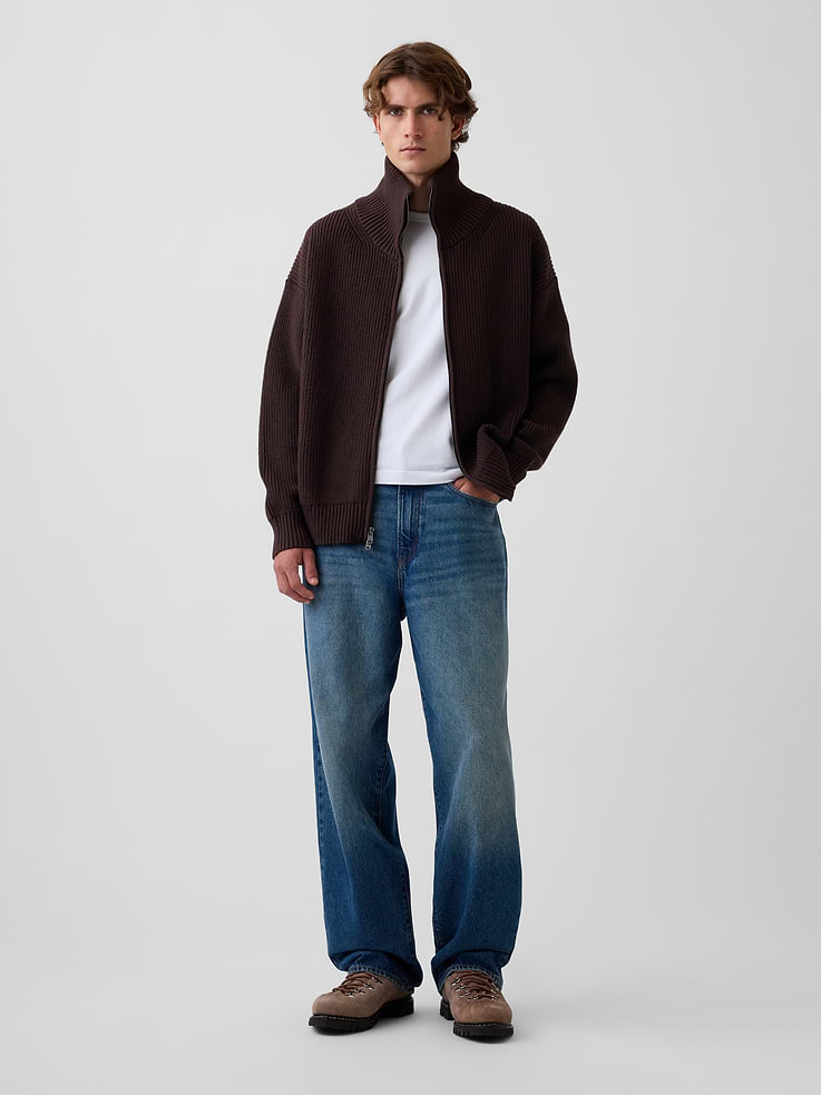 Image number 2 showing, Oversized Double-Zip Cardigan Sweater