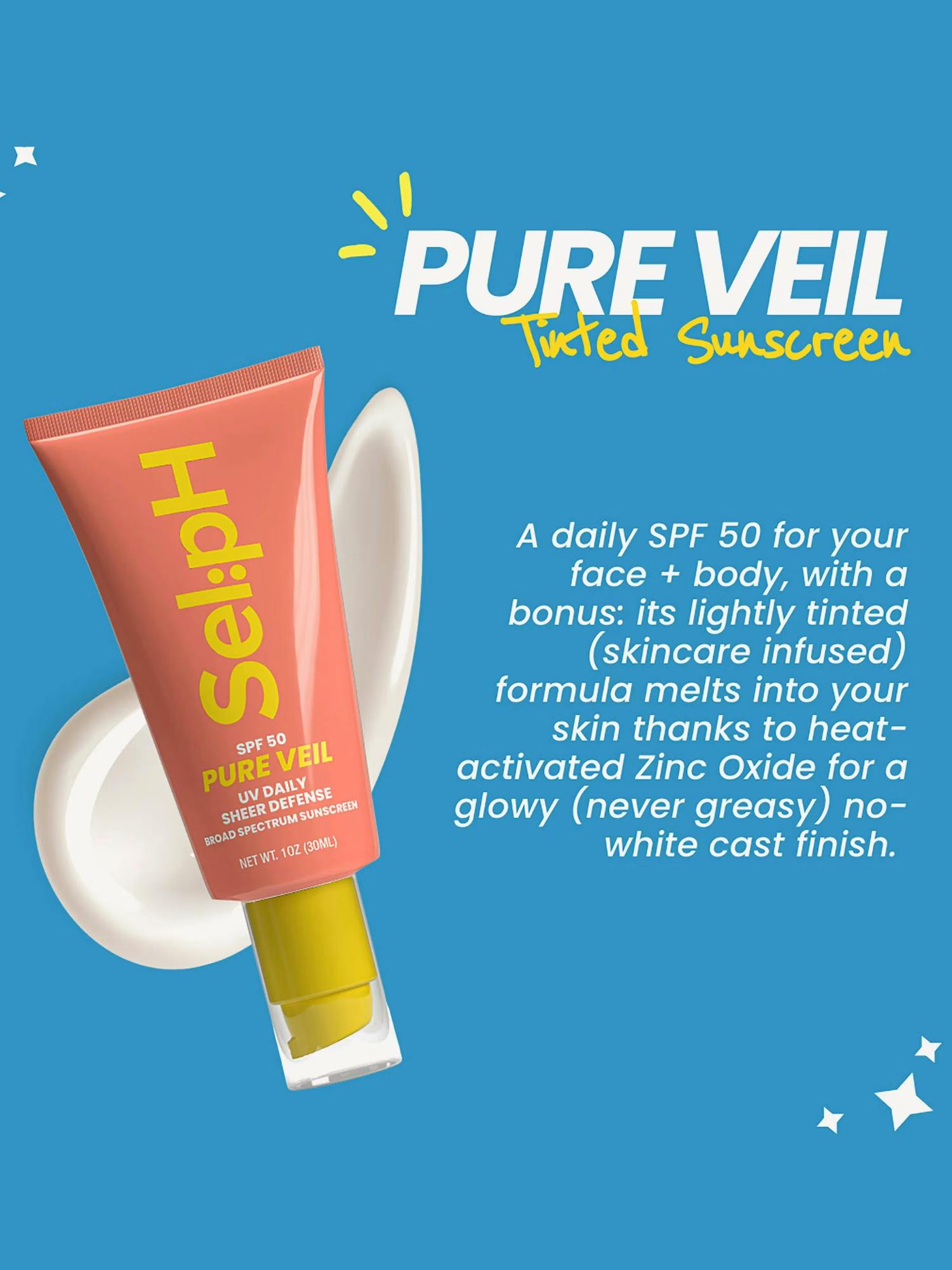 Selph Pure Veil Spf 50 Sheer Tinted Sunscreen