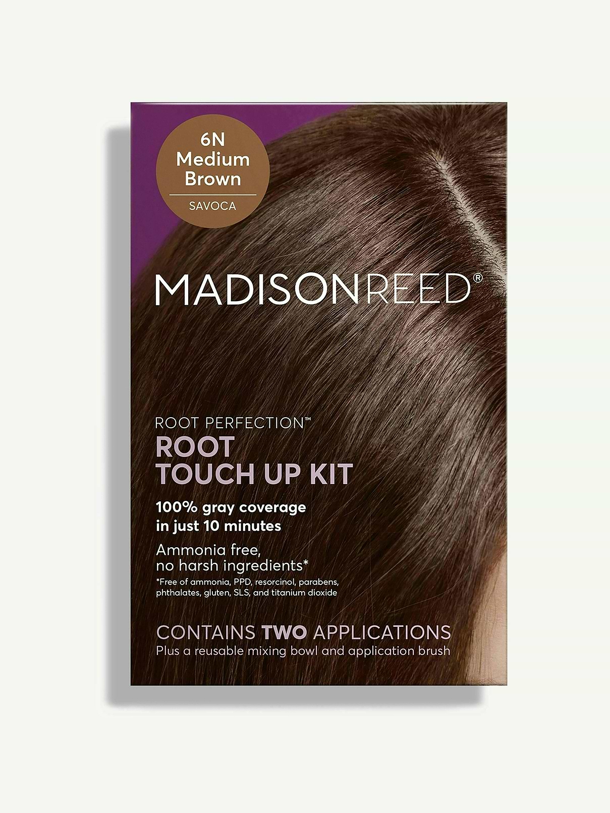Image 1 of 6, roots starting to show, but can't get to the salon?, root Perfection is an award-winning root touch-up kit that delivers 100% gray coverage in just ten minutes, this cream-based permanent hair color covers your most visible grays and extends the time between salon visits by up to three weeks, each kit includes two applications and comes in eight salon-matching shades, designed for the T-zone – your hairline and part line – Root Perfection makes it quick and easy to touch up roots between full color applications, provides 100% gray coverage in just 10 minutes, extends the time between salon visits by up to three weeks, intended to cover 1"" of new root regrowth; not for all-over color, Smart 8-Free: no ammonia, parabens, resorcinol, PPD, phthalates, gluten, SLS, or titanium dioxide, infused with keratin, argan oil, and ginseng root extract for shiny, healthy-looking hair, dermatologist-tested, cruelty-free & Leaping Bunny certified, Product #1201552