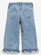 L'image numéro 4 présente Jean coupe très généreuse jambe large à taille haute et à volants pour fille