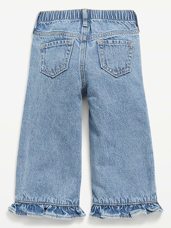 High-Waisted Super Baggy Ruffled Wide-Leg Jeans for Girls