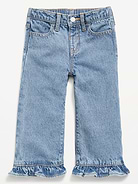 L'image numéro 3 présente Jean coupe très généreuse jambe large à taille haute et à volants pour fille